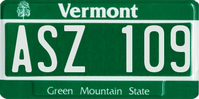 VT license plate ASZ109