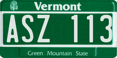 VT license plate ASZ113