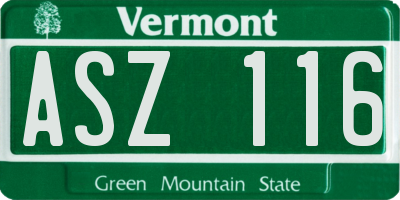 VT license plate ASZ116