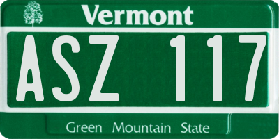 VT license plate ASZ117
