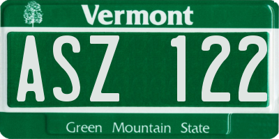 VT license plate ASZ122