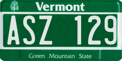 VT license plate ASZ129