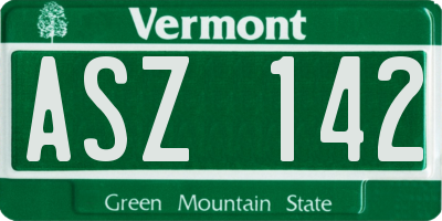 VT license plate ASZ142