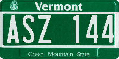 VT license plate ASZ144