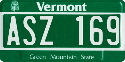 VT license plate ASZ169