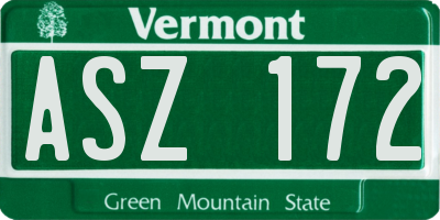 VT license plate ASZ172