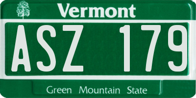 VT license plate ASZ179