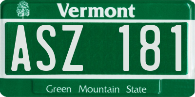 VT license plate ASZ181