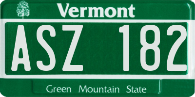 VT license plate ASZ182