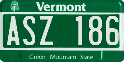 VT license plate ASZ186