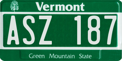 VT license plate ASZ187