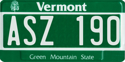 VT license plate ASZ190