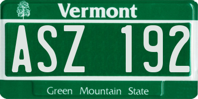 VT license plate ASZ192
