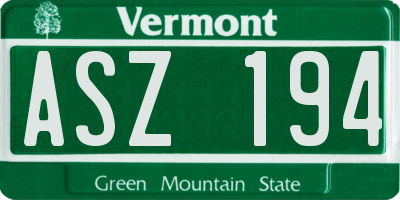 VT license plate ASZ194