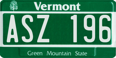 VT license plate ASZ196