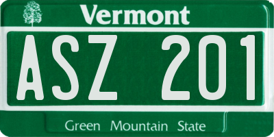 VT license plate ASZ201