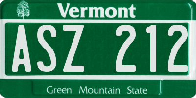 VT license plate ASZ212