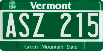 VT license plate ASZ215