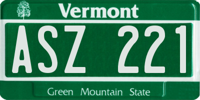 VT license plate ASZ221