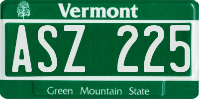 VT license plate ASZ225