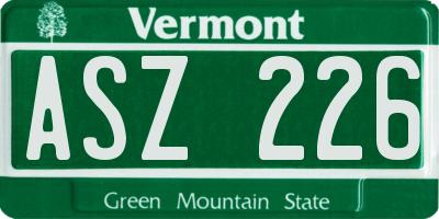 VT license plate ASZ226