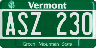 VT license plate ASZ230