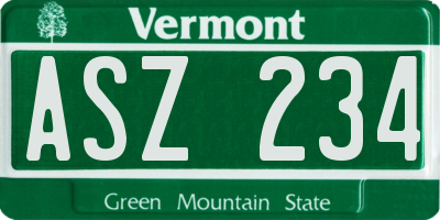 VT license plate ASZ234