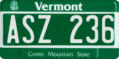 VT license plate ASZ236