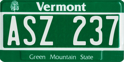 VT license plate ASZ237