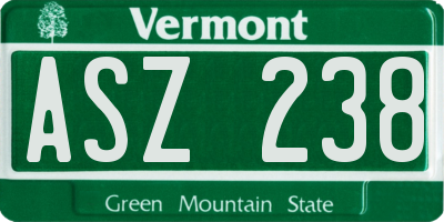 VT license plate ASZ238