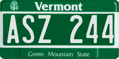 VT license plate ASZ244