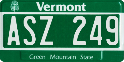 VT license plate ASZ249