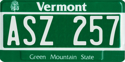 VT license plate ASZ257