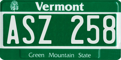 VT license plate ASZ258