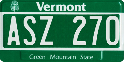 VT license plate ASZ270