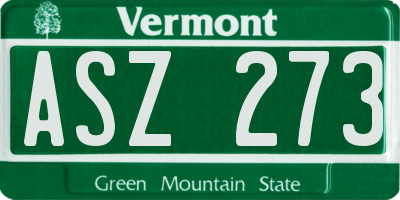 VT license plate ASZ273