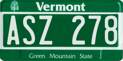 VT license plate ASZ278