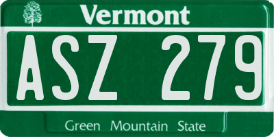 VT license plate ASZ279