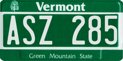 VT license plate ASZ285