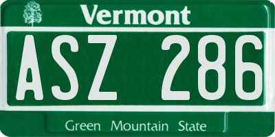 VT license plate ASZ286