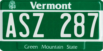 VT license plate ASZ287