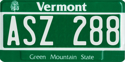 VT license plate ASZ288