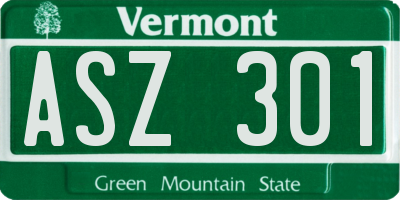 VT license plate ASZ301