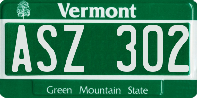 VT license plate ASZ302