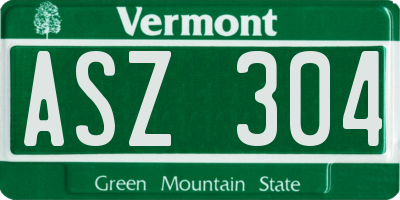 VT license plate ASZ304