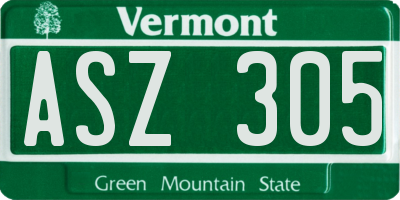 VT license plate ASZ305