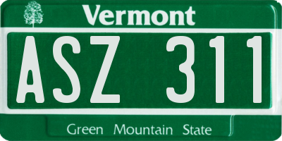 VT license plate ASZ311