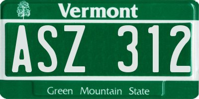 VT license plate ASZ312