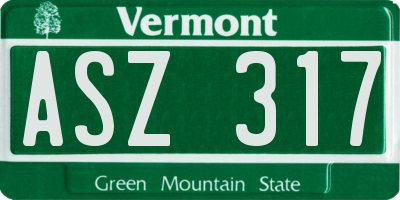 VT license plate ASZ317