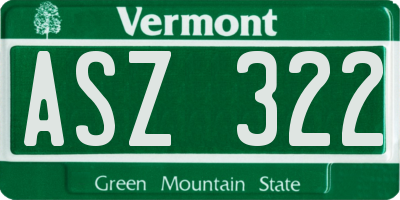 VT license plate ASZ322